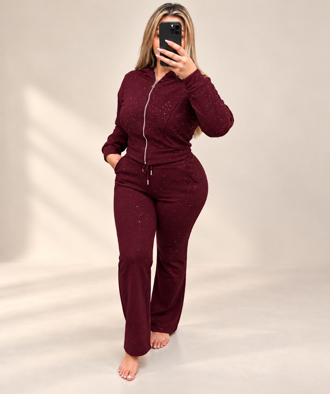 Burgundy After Dark Rhinestone Two-Piece Set